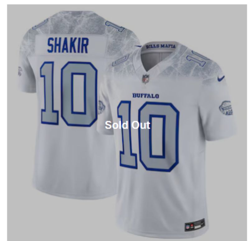 Men Buffalo Bills 10 Shakir Nike White 2025 Rivalries Collection Limited NFL Jersey
